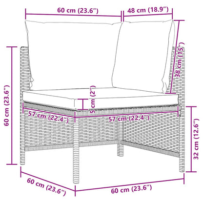 4-tlg. Garten-Sofagarnitur mit Auflagen Schwarz Poly Rattan