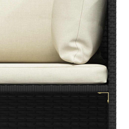 3-tlg. Garten-Sofagarnitur mit Auflagen Schwarz Poly Rattan