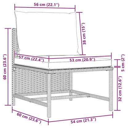 3-tlg. Garten-Sofagarnitur mit Auflagen Schwarz Poly Rattan