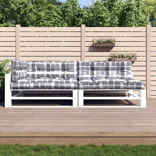 Palettenkissen 5-tlg. Grau Karomuster Stoff