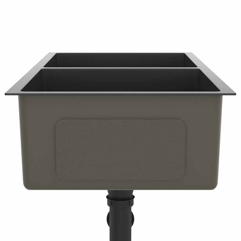 Handgemachte Einbauspüle Schwarz Edelstahl