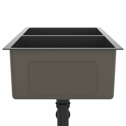 Handgemachte Einbauspüle Schwarz Edelstahl