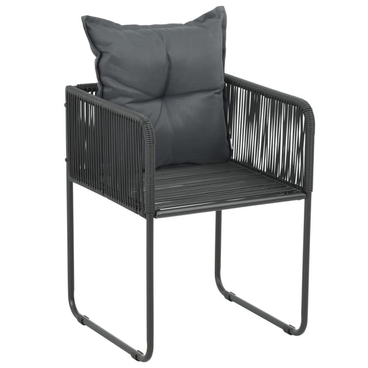 Gartenstühle 4 Stk. mit Kissen Poly Rattan Schwarz