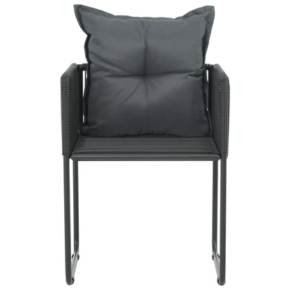 Gartenstühle 4 Stk. mit Kissen Poly Rattan Schwarz
