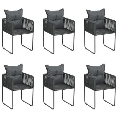 Gartenstühle 6 Stk. mit Kissen Poly Rattan Schwarz