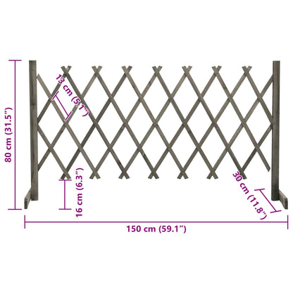 Garten-Rankzaun Grau 150x80 cm Massivholz Tanne