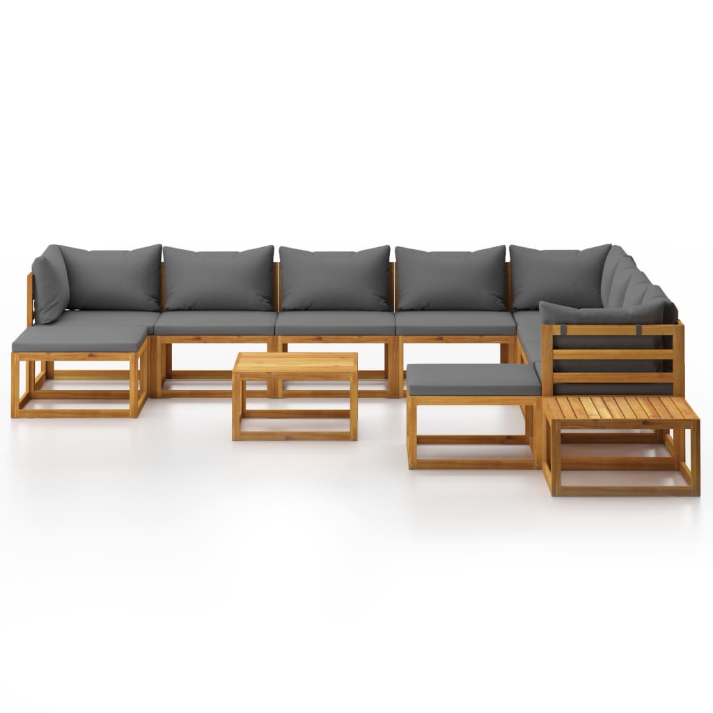 12-tlg. Garten-Lounge-Set mit Auflagen Massivholz Akazie