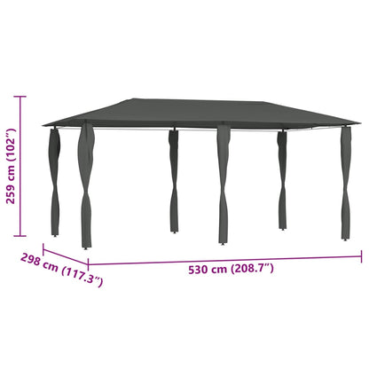 Pavillon mit Pfostenverkleidung 2,98x5,3x2,59 m Grau 160 g/m²