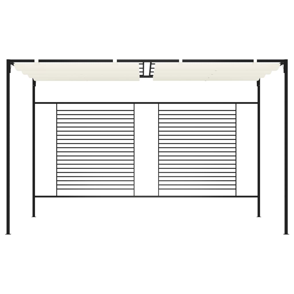Pavillon mit Ausziehbarem Dach 3x4x2,3 m Cremeweiß 180 g/m²