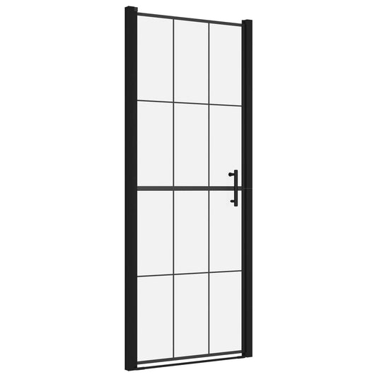 Duschtür Hartglas 91x195 cm Schwarz