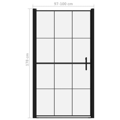 Brusedør hærdet glas 100 x 178 cm sort