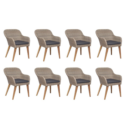 9-tlg. Garten-Essgruppe mit Auflagen Poly Rattan