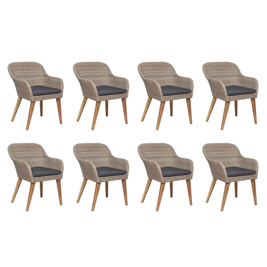 9-tlg. Garten-Essgruppe mit Auflagen Poly Rattan
