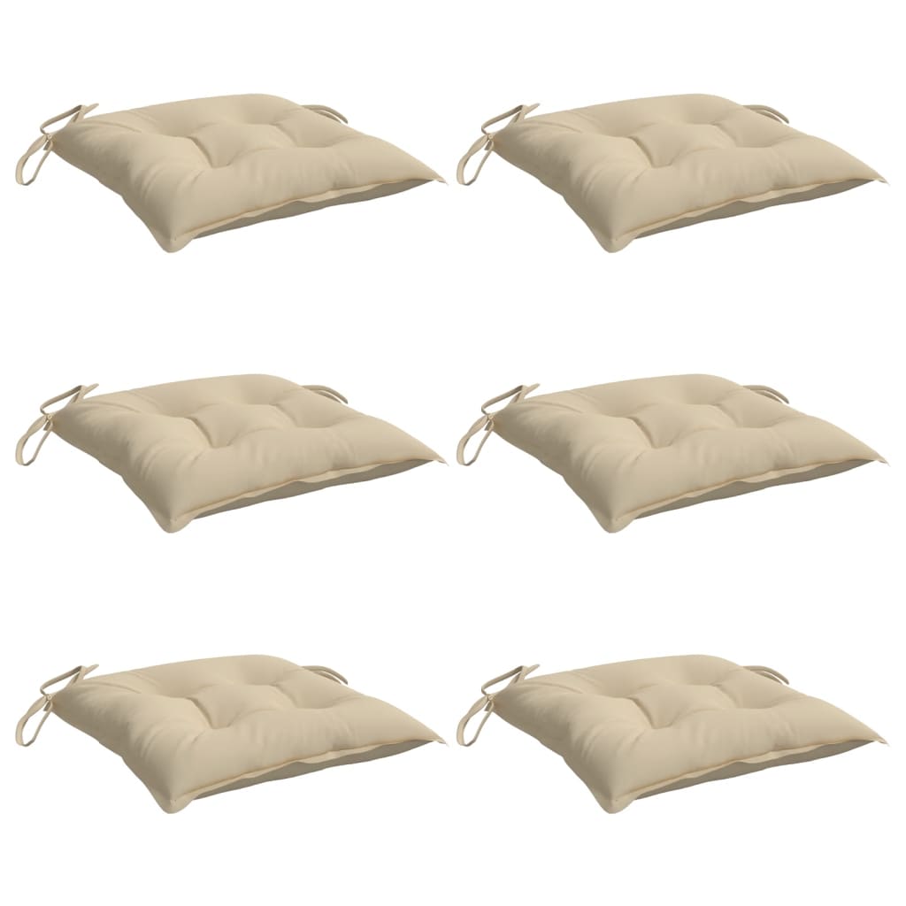 Stuhlkissen 6 Stk. Beige 40x40x7 cm Oxford-Gewebe