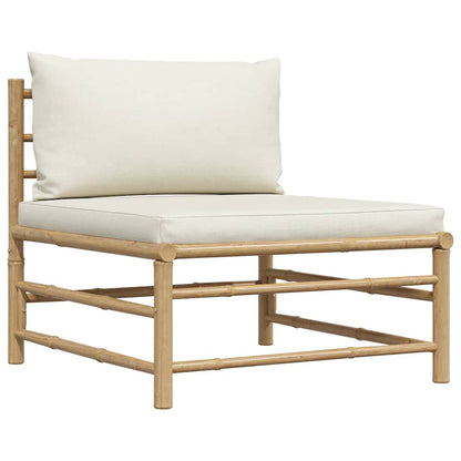 3-tlg. Garten-Lounge-Set mit Kissen Bambus