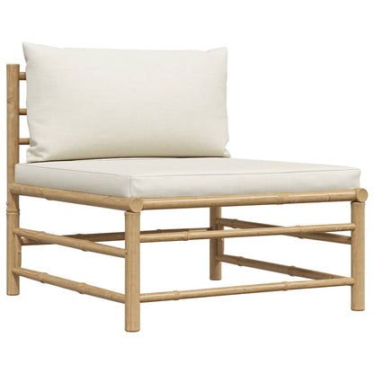 3-tlg. Garten-Lounge-Set mit Kissen Bambus