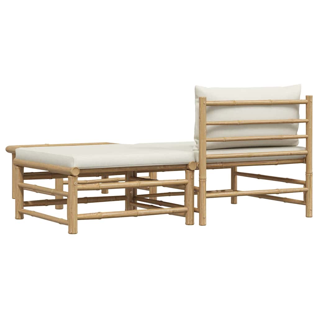 3-tlg. Garten-Lounge-Set mit Kissen Bambus