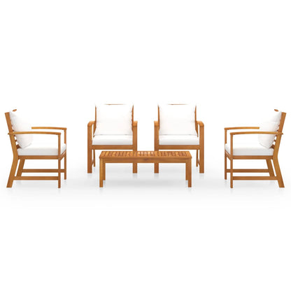 5-tlg. Garten-Lounge-Set mit Auflagen Massivholz Akazie