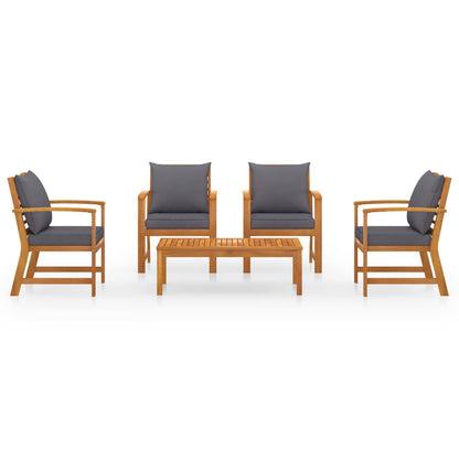 5-tlg. Garten-Lounge-Set mit Auflagen Massivholz Akazie