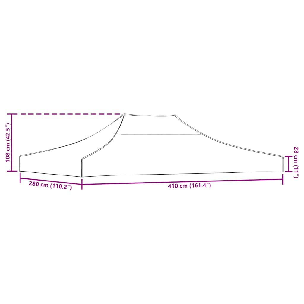 Partyzelt-Dach 4x3 m Weiß 270 g/m²