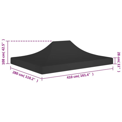 Partyzelt-Dach 4x3 m Schwarz 270 g/m²