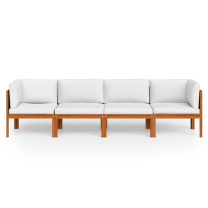4-Sitzer-Gartensofa mit Kissen Holz Akazie & Seil
