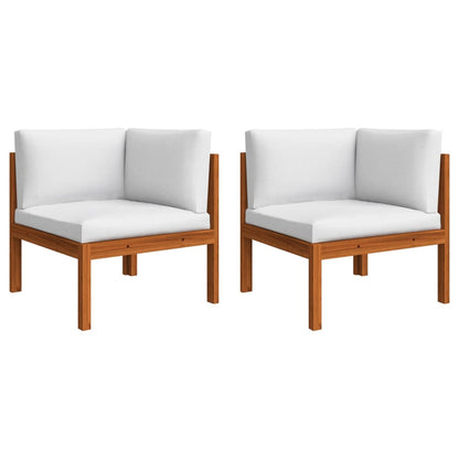 6-tlg. Garten-Lounge-Set mit Kissen Cremefarbenes Holz Akazie & Seil