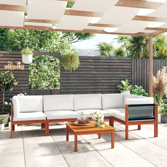 6-teiliges Garten-Lounge-Set mit Kissen Creme 63 x 63 cm