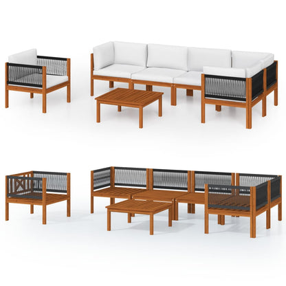 7-teiliges Garten-Lounge-Set mit Kissen Creme 63 x 63 cm