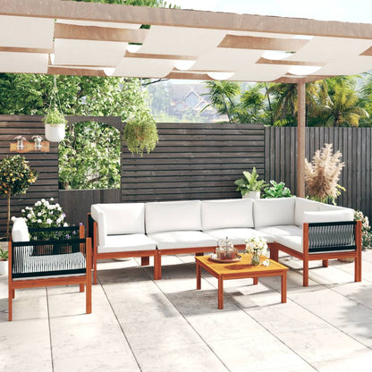 7-teiliges Garten-Lounge-Set mit Kissen Creme 63 x 63 cm