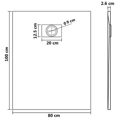 Duschwanne SMC Grau 100x80 cm
