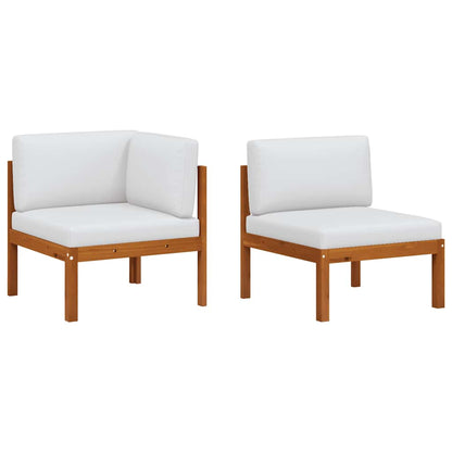 2-teiliges Garten-Lounge-Set mit Kissen Holz Akazie & Seil