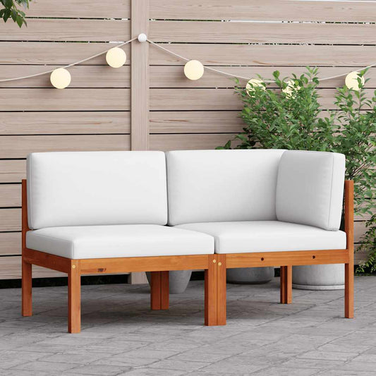 2-teiliges Garten-Lounge-Set mit Kissen Holz Akazie & Seil