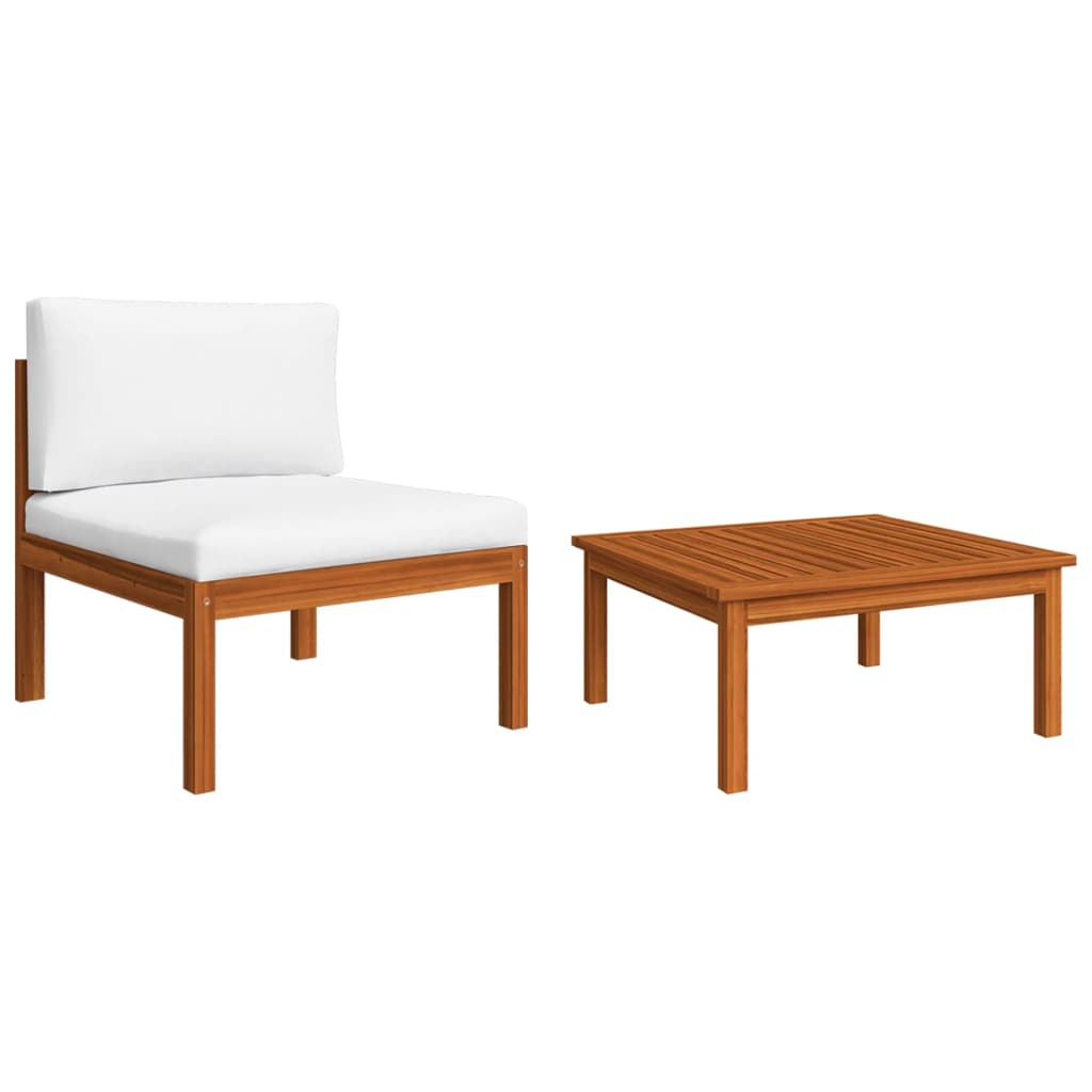 2-teiliges Garten-Lounge-Set mit Kissen Holz Akazie & Seil
