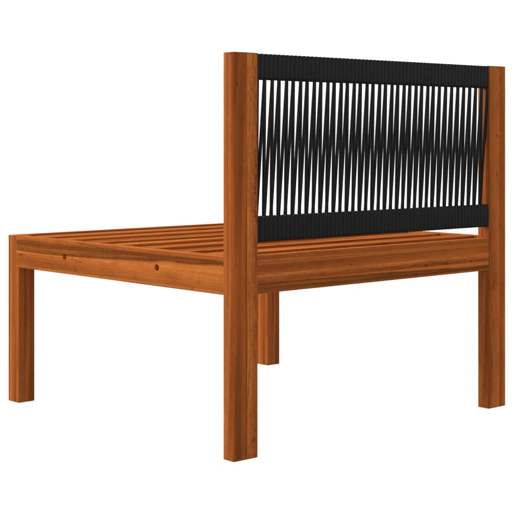 Garten-Mittelsofa mit Kissen Holz Akazie & Seil