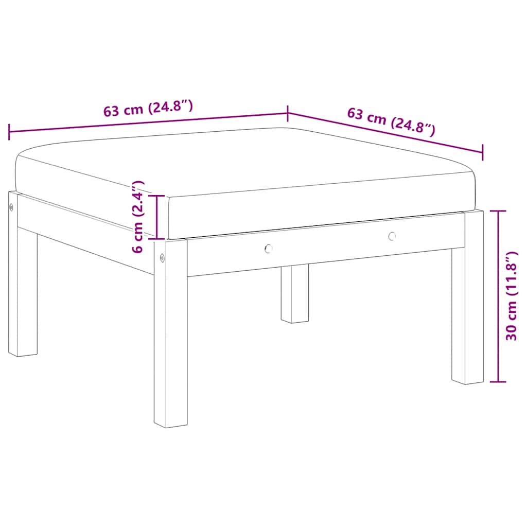 Garten-Fußhocker mit Auflage Akazie Massivholz