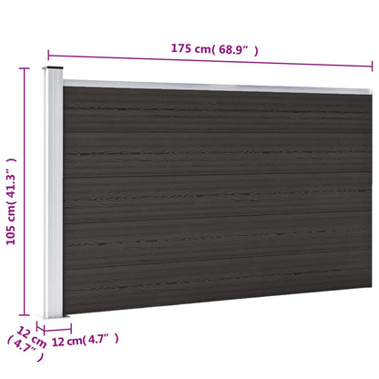 Zaunelement WPC 175x105 cm Schwarz