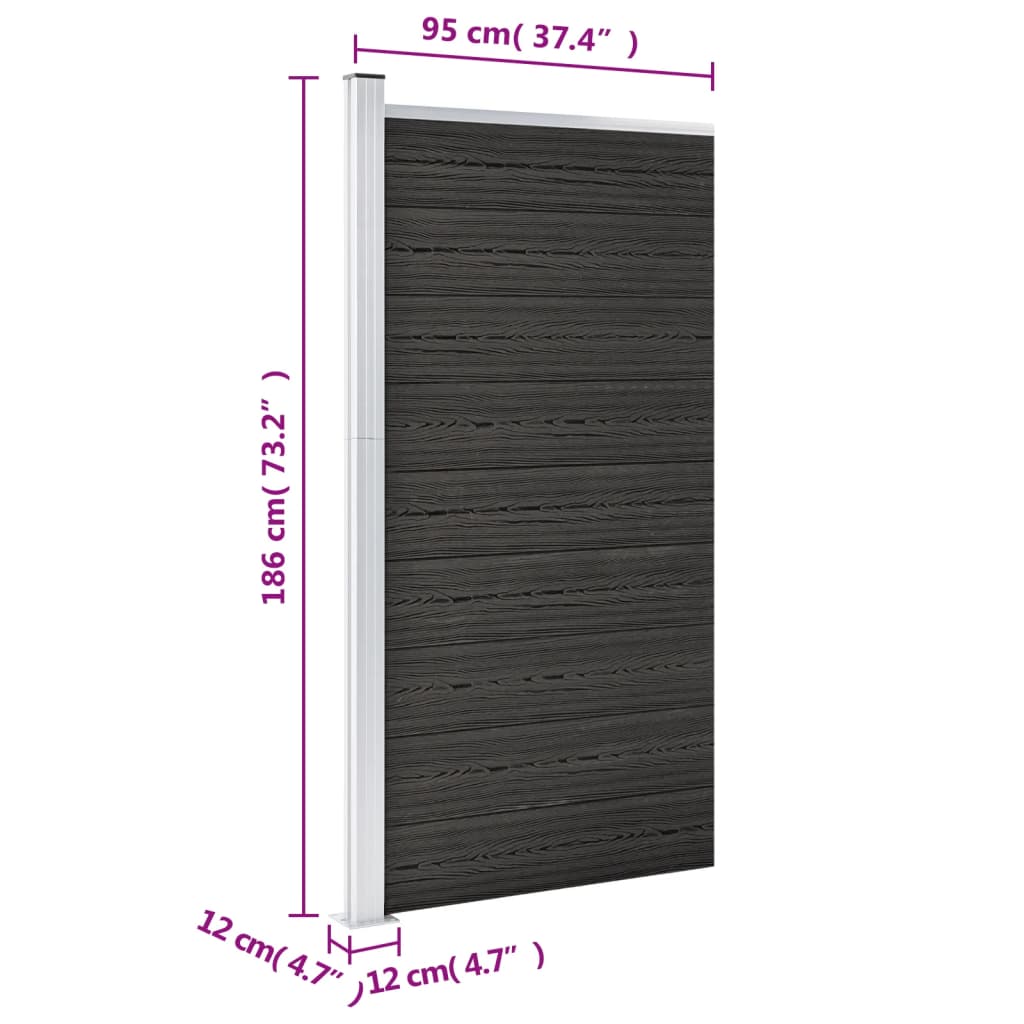 Zaunelement WPC 95x186 cm Grau