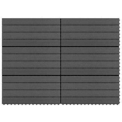 Terrassenfliesen 6 Stk. WPC 60x30 cm 1,08 m² Schwarz