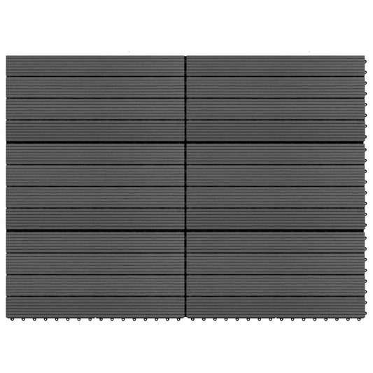 Terrassenfliesen 6 Stk. WPC 60x30 cm 1,08 m² Schwarz