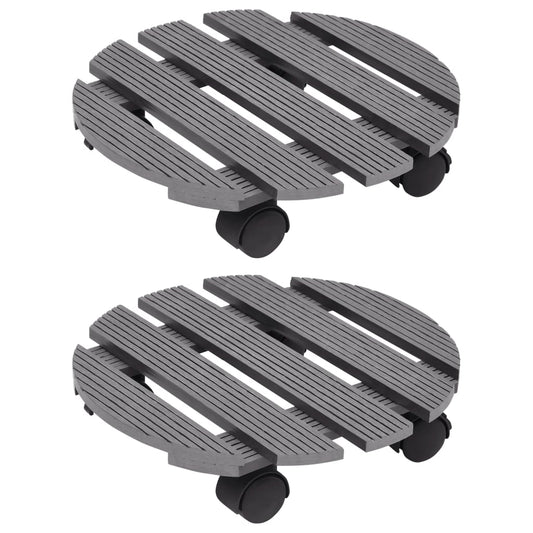 Pflanzenroller 2 Stk. Grau Ø30x7,5 cm WPC