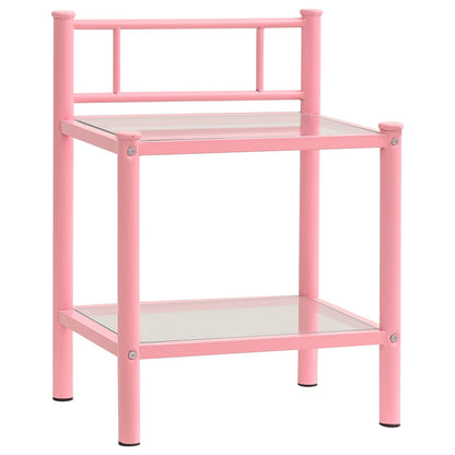 Sengeborde 2 stk Pink Transparent Metal og Glas