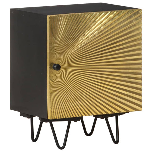 Nachttisch mit Messing-Front 40x30x50 cm Massivholz Mango