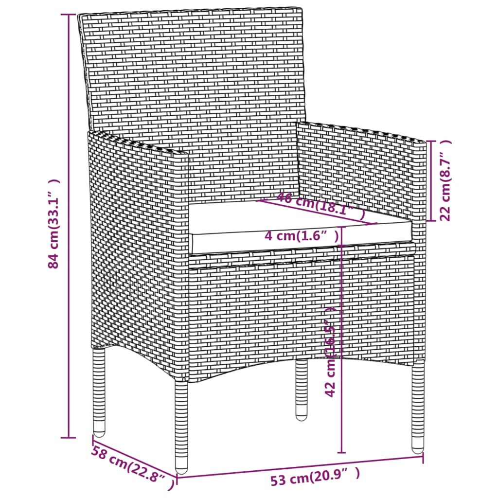 5-tlg. Garten-Essgruppe Poly Rattan & Massivholz Akazie Schwarz