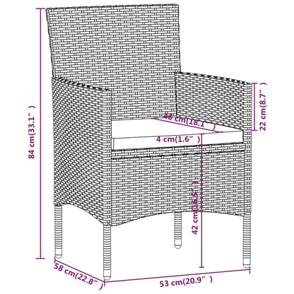 5-tlg. Garten-Essgruppe Poly Rattan & Massivholz Akazie Grau