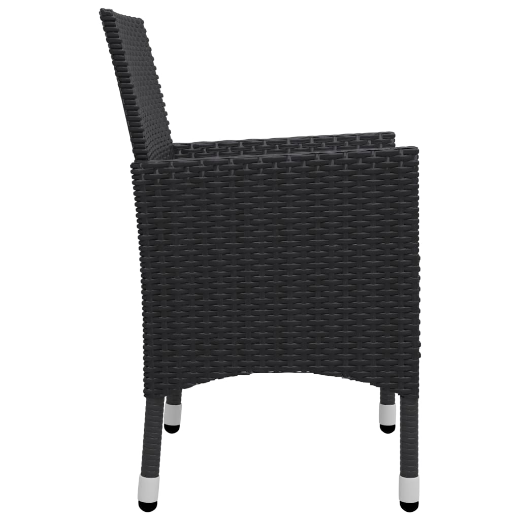 9-tlg. Garten-Essgruppe Poly Rattan Akazie Massivholz Schwarz