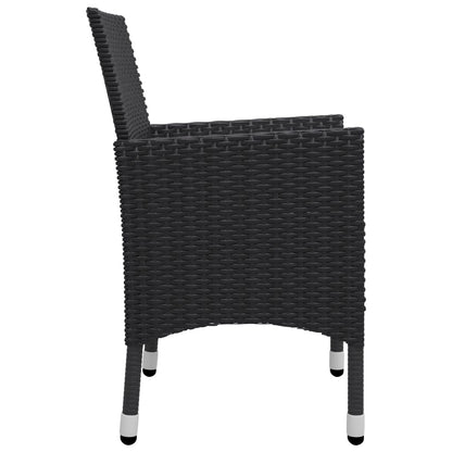 9-tlg. Garten-Essgruppe Poly Rattan Akazie Massivholz Schwarz