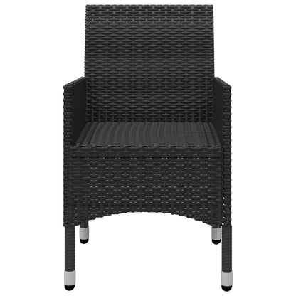 9-tlg. Garten-Essgruppe Poly Rattan Akazie Massivholz Schwarz