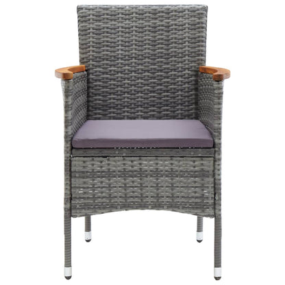 3-tlg. Bistro-Set Poly Rattan und Akazienholz Grau
