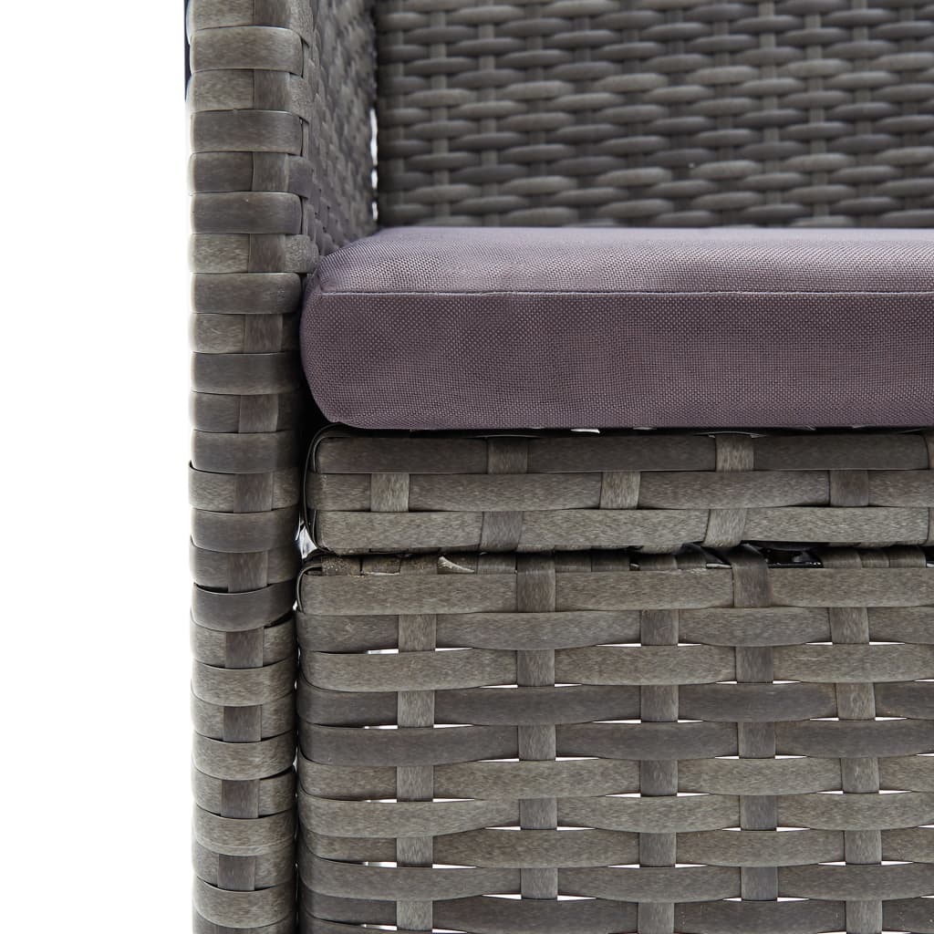 3-tlg. Bistro-Set Poly Rattan und Akazienholz Grau